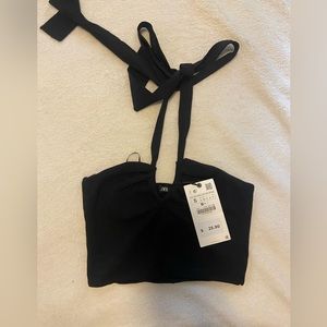 Zara Cropped Black halter top